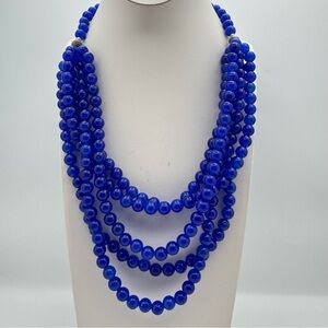 New 5-Strand Blue Quartz Beaded Statement Necklace